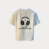 Premium Men's White Printed T-Shirt – High-End Loose Fit Short Sleeve Top